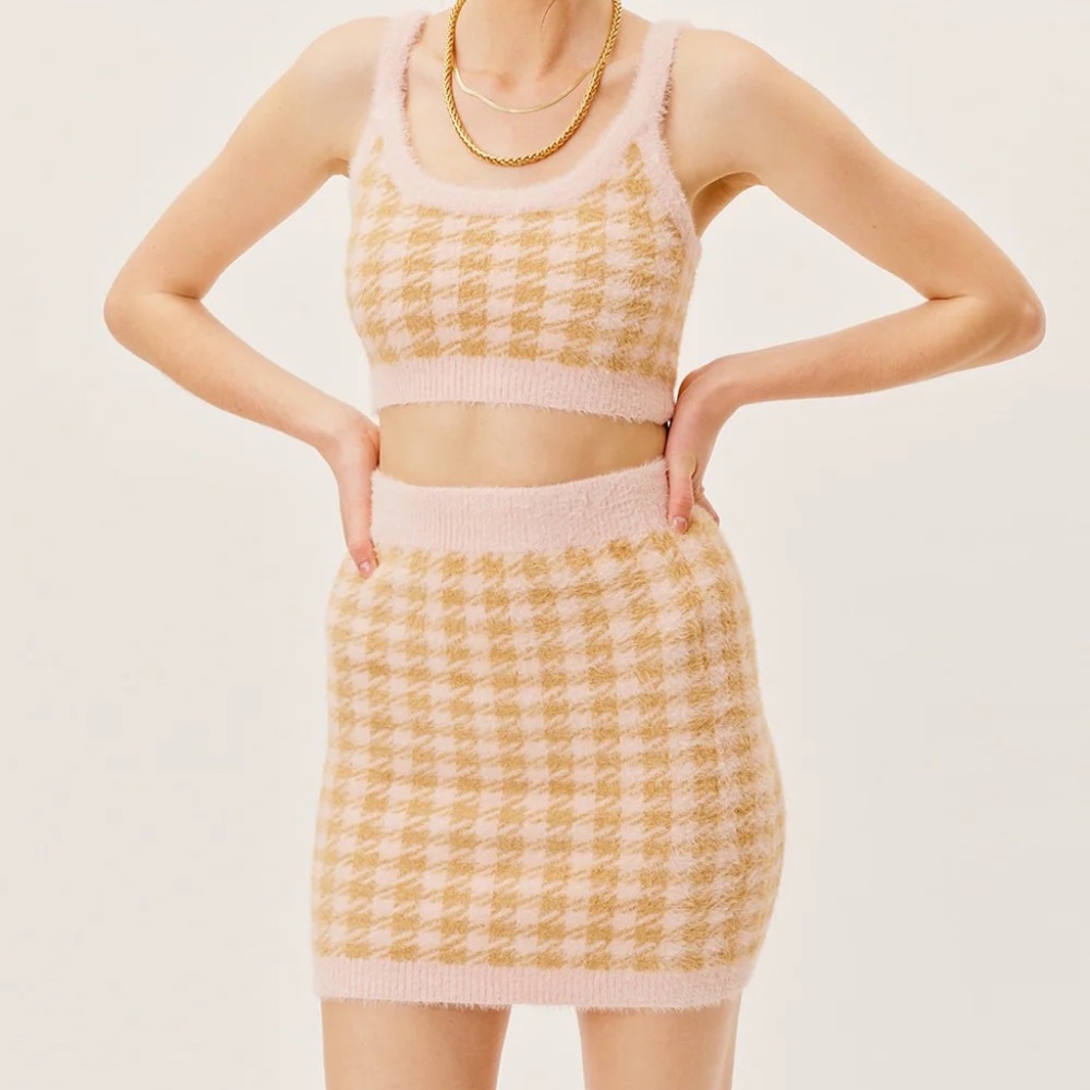 For Love & Lemons Cher cropped sweater tank and mini skirt set